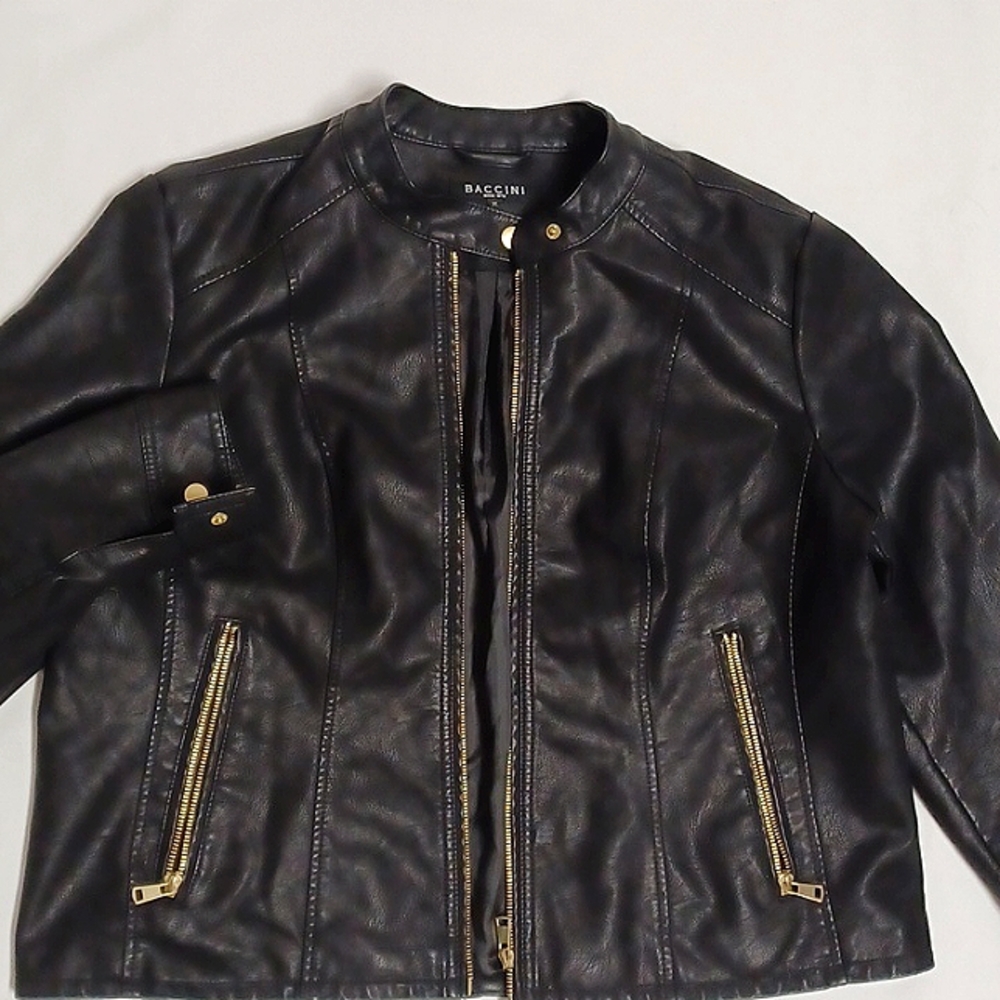 Baccini, faux leather, jacket, black, size XL